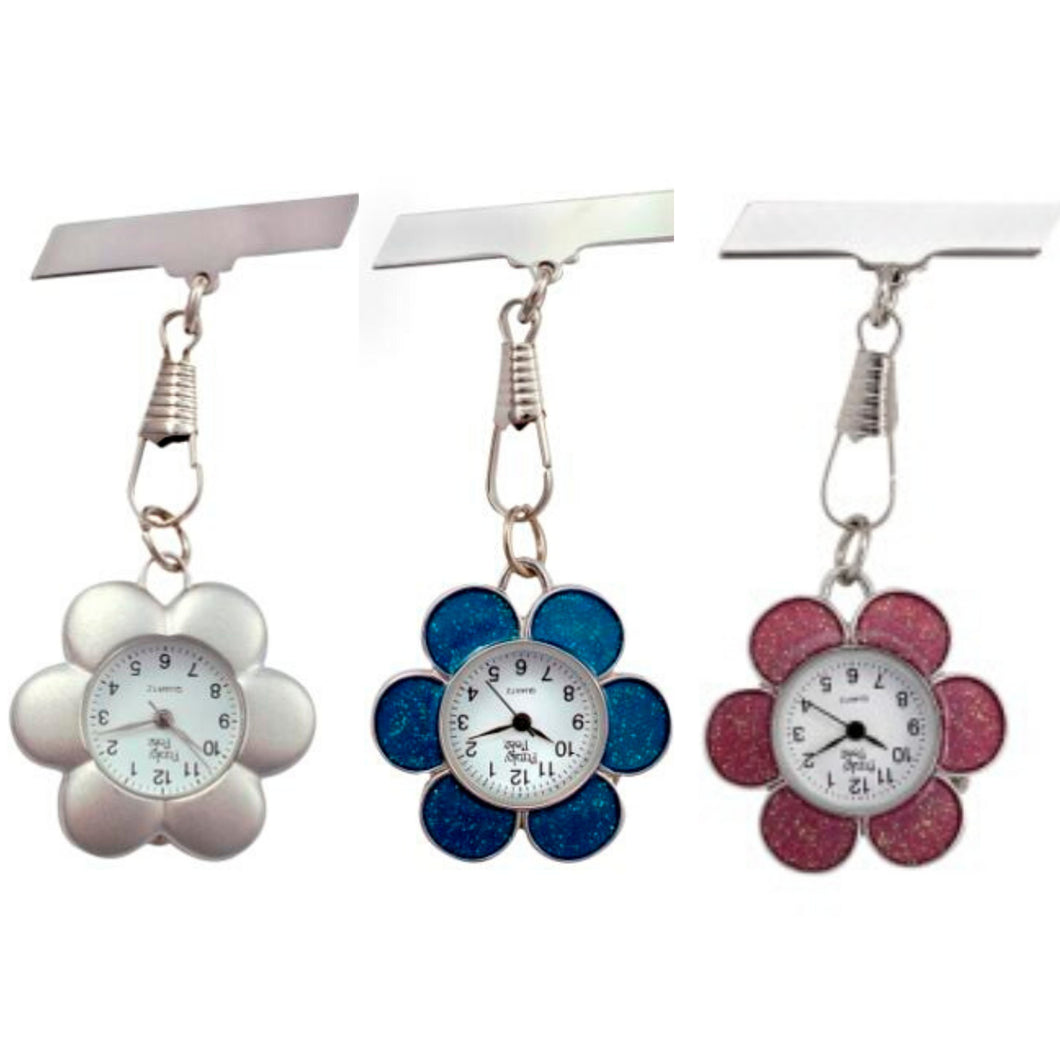 Flower Fob Watch - Blue, Pink or Silver